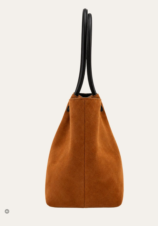 Damen-Shopper Suet aus Veloursleder Mustard