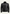 Black men's sheepskin jacket in front view with stand-up collar and zip fastening.