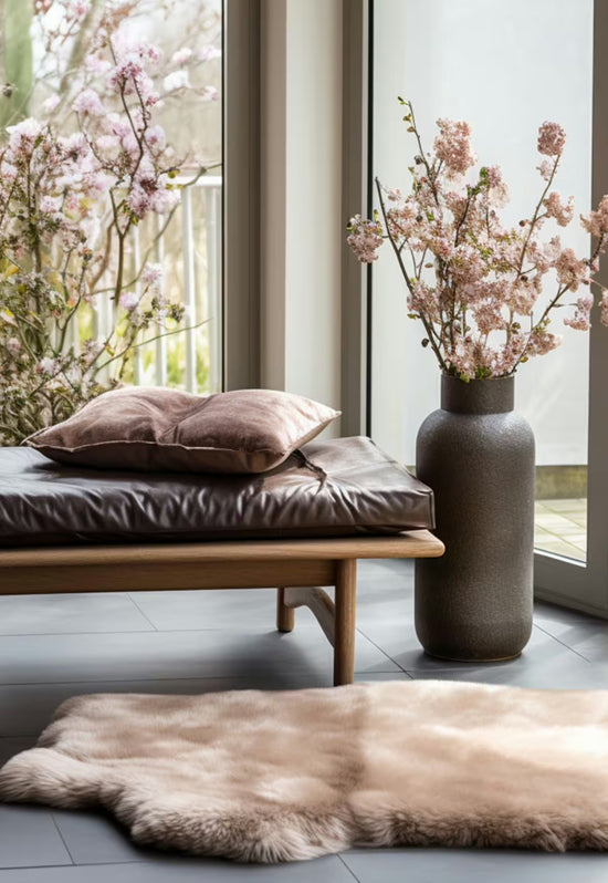 Skóra jagnięca w kolorze kremowym  Beige Élégance – naturalne cętkowanie