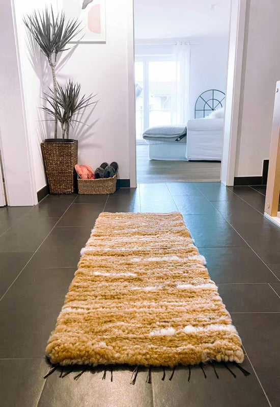 Schafwoll-Läufer Honig – Handarbeit aus deutscher Schurwolle, 145 x 60 cm