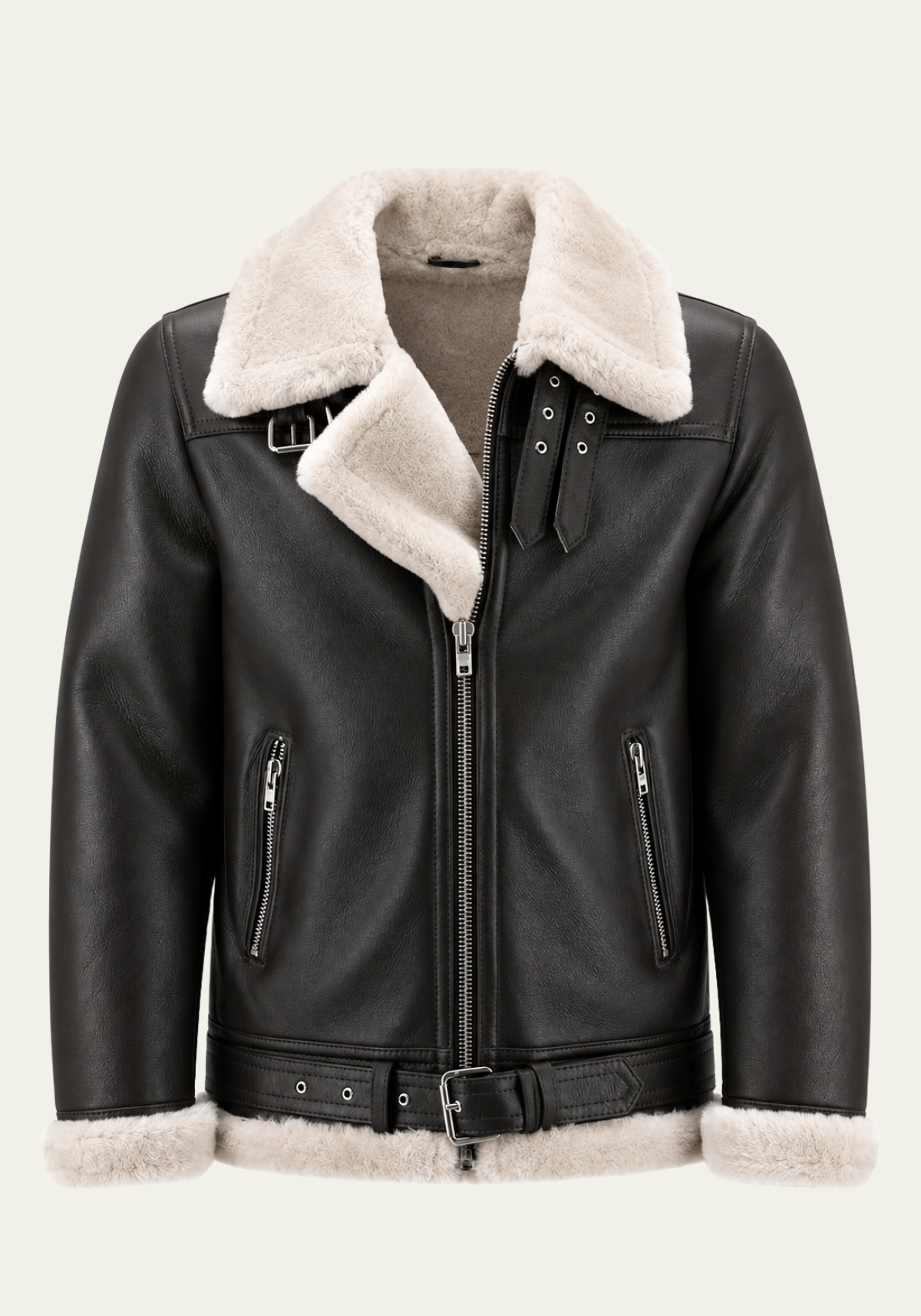 Premium men’s lambskin jacket JAMES Espresso / White