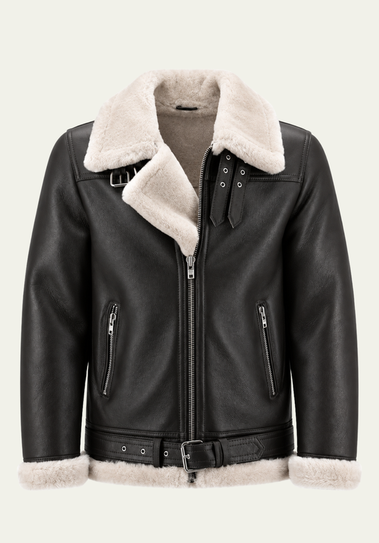Premium men’s lambskin jacket JAMES Espresso / White