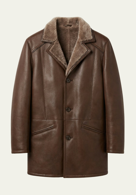 Antonio - Exclusive Men's Sheepskin Coat in Chocolate