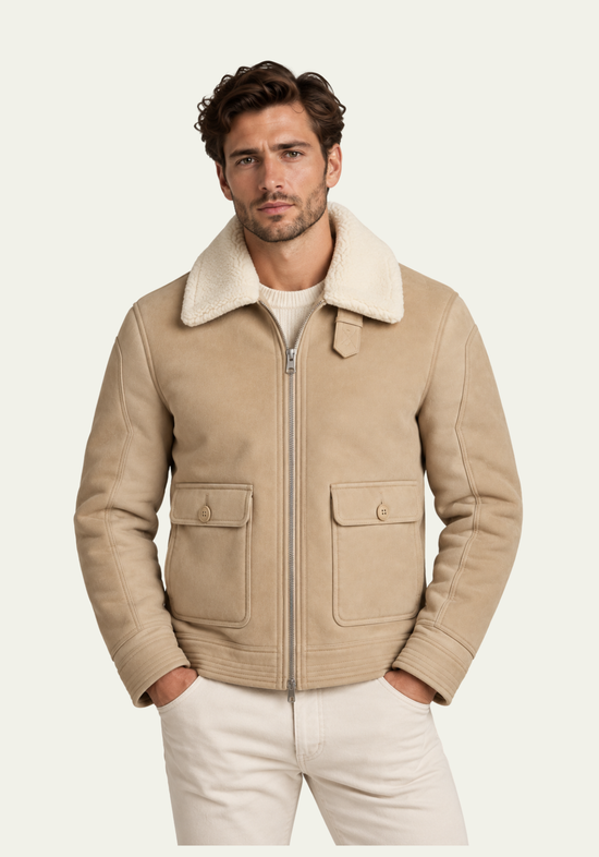 GREGOR Premium Men’s Lambskin Jacket in Beige