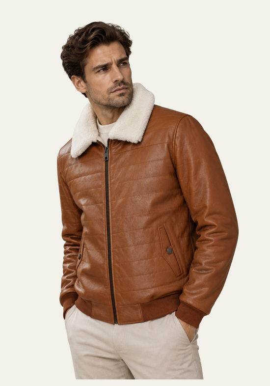 THORSTEN Premium Men’s Lambskin Jacket in Cognac