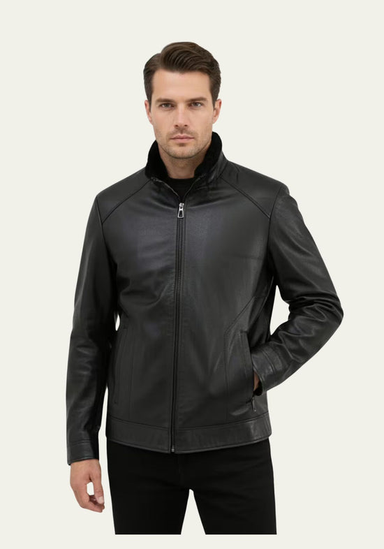 Luxus-Lammfelljacke Kevin | Schwarz & Merino-Lammfell