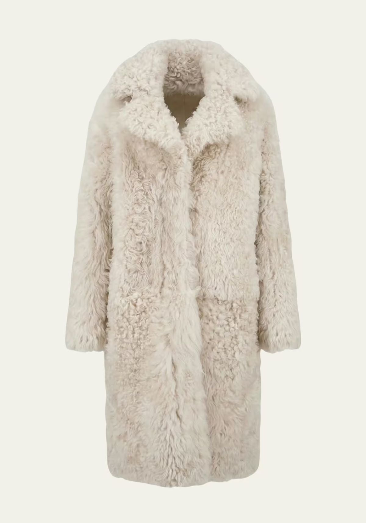 Curly Lammfellmantel Creme-Beige – Damen Luxusmantel Modell 1036