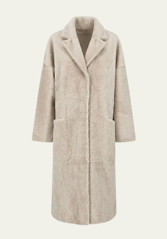 Exklusiver Shearling Lammfellmantel Cream – Zeitlose Luxus-Eleganz für Damen