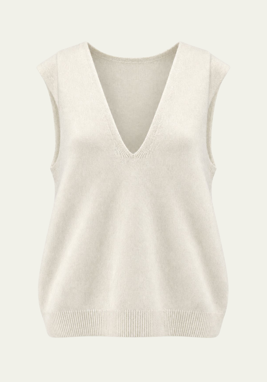 Women’s knitted waistcoat in wool and cashmere, ecru