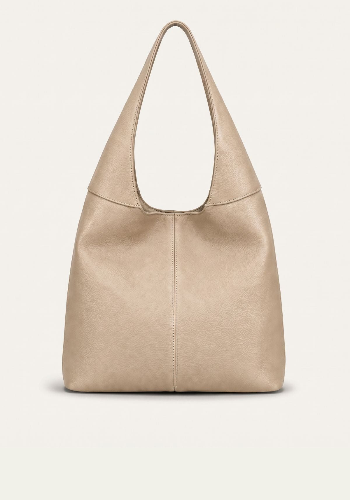 Minimalist Hobo Bag Genuine Leather Cream Beige – Shoulder Bag