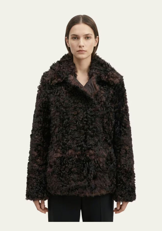 Curly Lammfell Wendejacke Dunkelbraun – Doppelseitiger Luxus