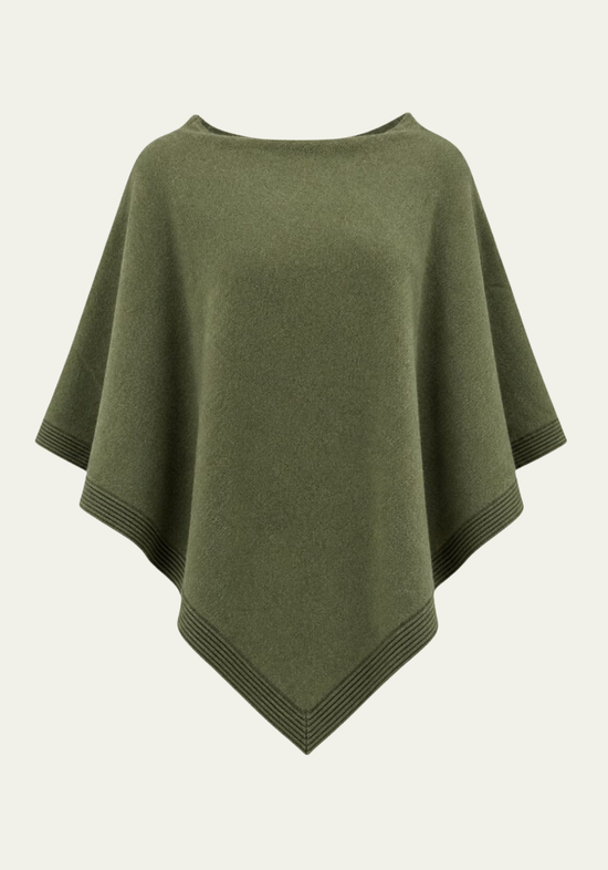 Women’s cashmere poncho, 100% cashmere, olive