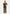 Women’s blazer and palazzo trousers in brown linen, shown as a full front view on a model.