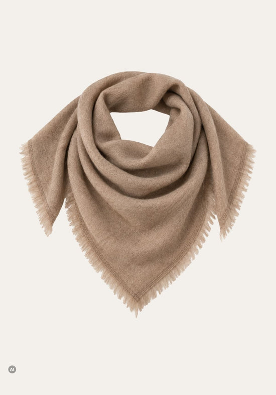 Damen-Halstuch aus Wolle & Kaschmir mit Fransen Beige