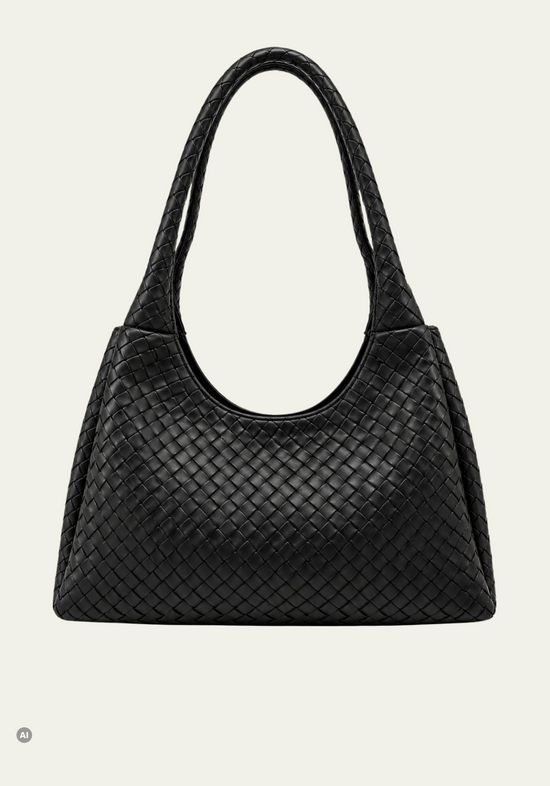 Damen-Schultertasche Nappa Totema aus geflochtenem Nappaleder Schwarz