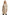 Beige women's wool coat with tie belt, open lapels and straight cut, worn by a woman.