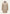 Taupe-beige sheepskin women's coat with belt, front view without model