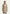 Taupe-beige sheepskin women's coat with stand collar, front view on model