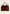 Brown leather handbag shown from the front with twin handles and a glossy finish.
