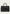 Black ladies' handbag in leather, front view, with gold-coloured clasp and two handles.