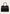 Black ladies' leather handbag shown from the front with gold-coloured fastening