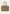 Taupe ladies' leather handbag shown from the front with two handles.