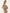 Taupe leather women’s handbag carried on the arm and shown with the shoulder strap.