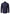 Men’s linen shirt in dark blue shown from the front with stand-up collar and button placket
