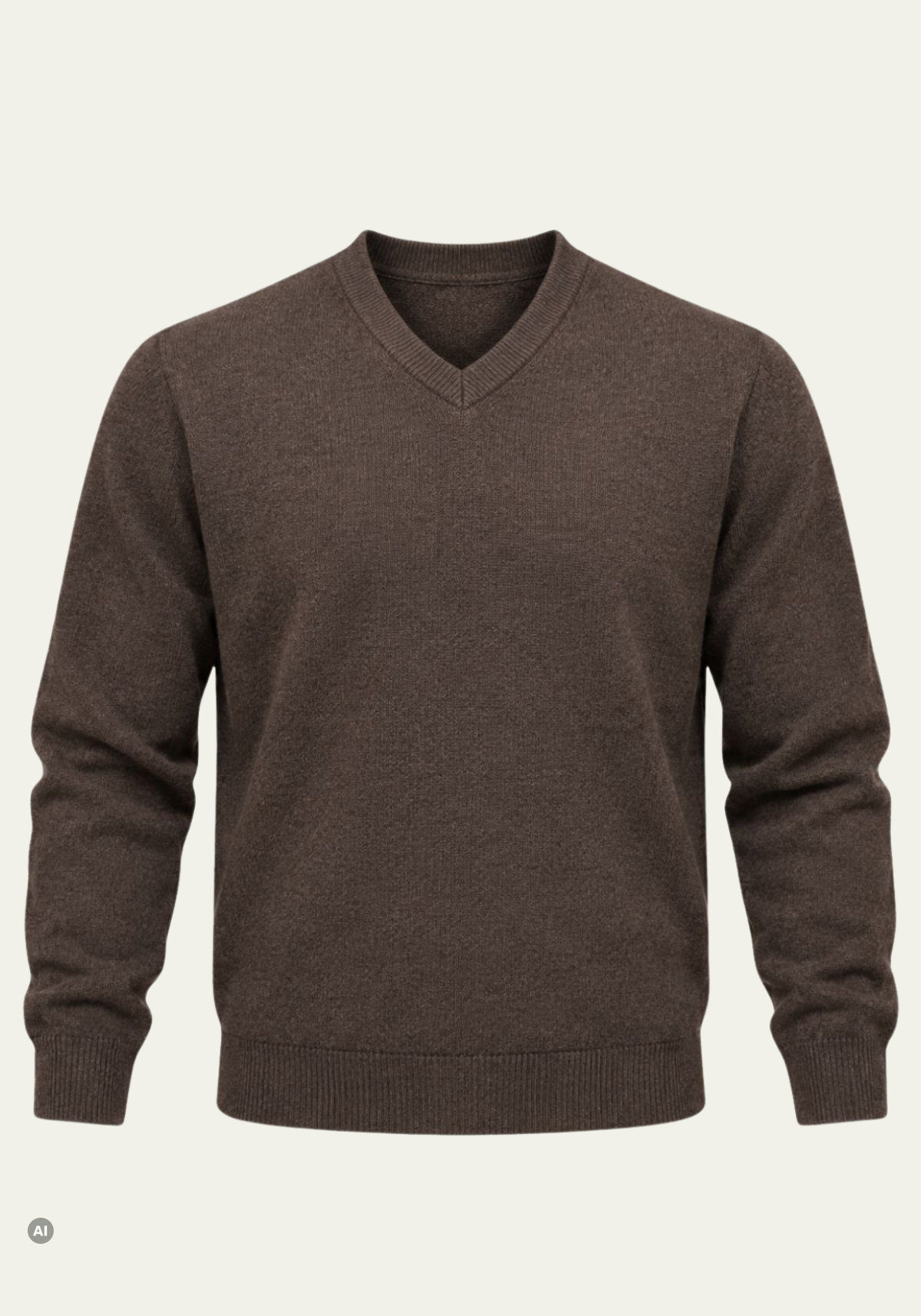 Herren-Feinstrickpullover aus Lammwolle Braun Modell YAKA