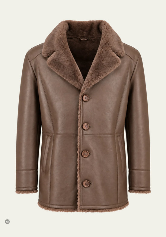 Herren-Lammfelljacke Braun im klassischen Blazer-Stil