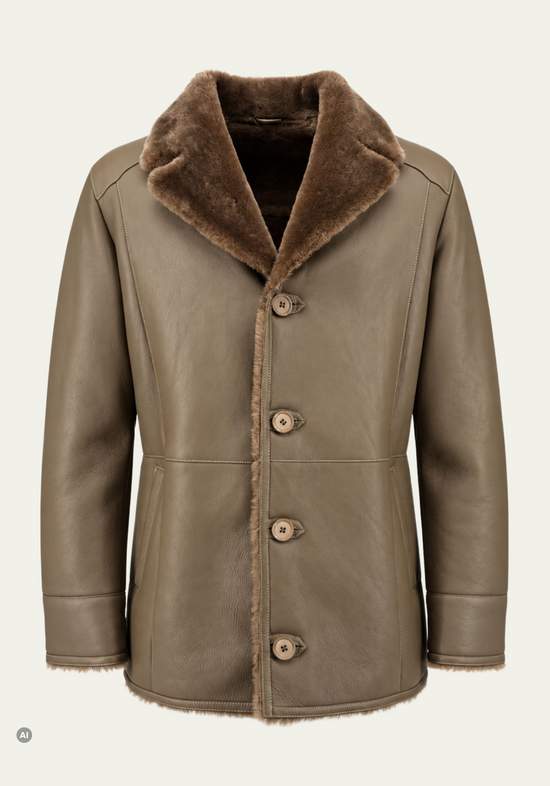 Herren-Lammfelljacke aus Shearling mit breitem Reverskragen