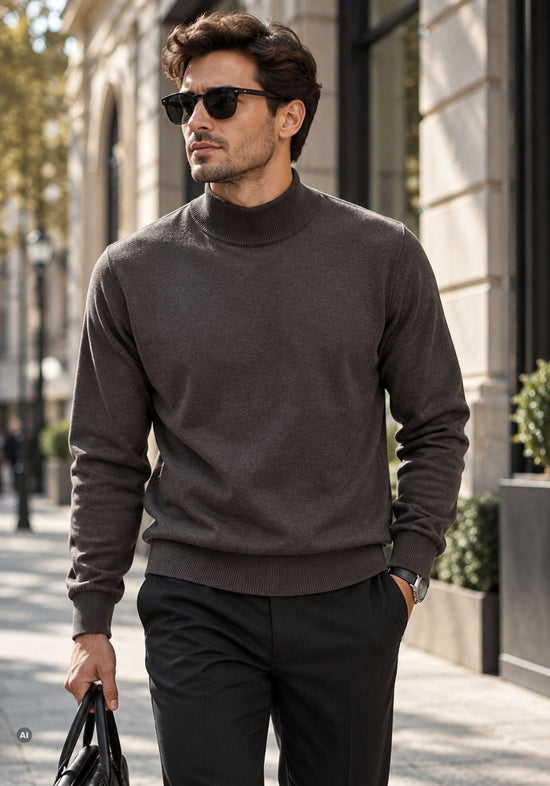 Herren-Lammwollpullover Braun Modell BALIKCI