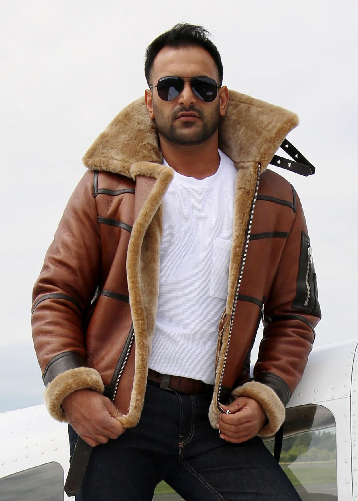 Lammfelljacke B16 - Schwarz