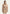 Beige women's sheepskin coat shown frontally, with stand-up collar, zip fastening and belt.