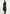 Black women’s sheepskin coat in side view with leather sleeves and zip pocket.