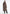 Women’s sheepskin coat in taupe on a model from the back, with a long back and soft fur pile.