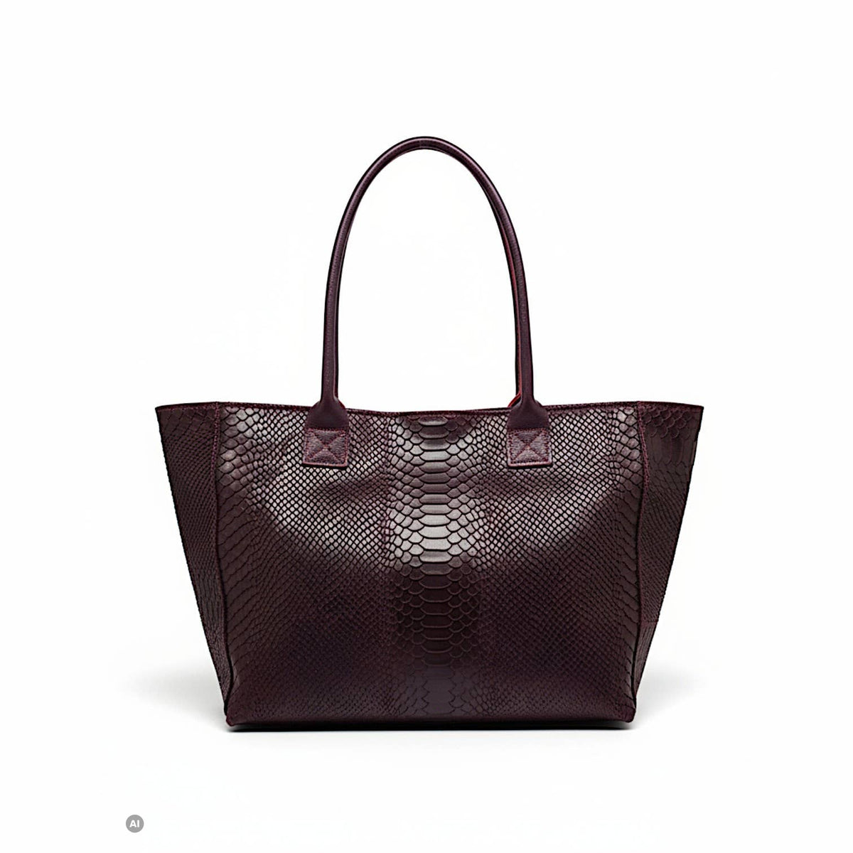 LOLA – Tasche aus italienischem Leder mit Python-Prägung – Burgunder