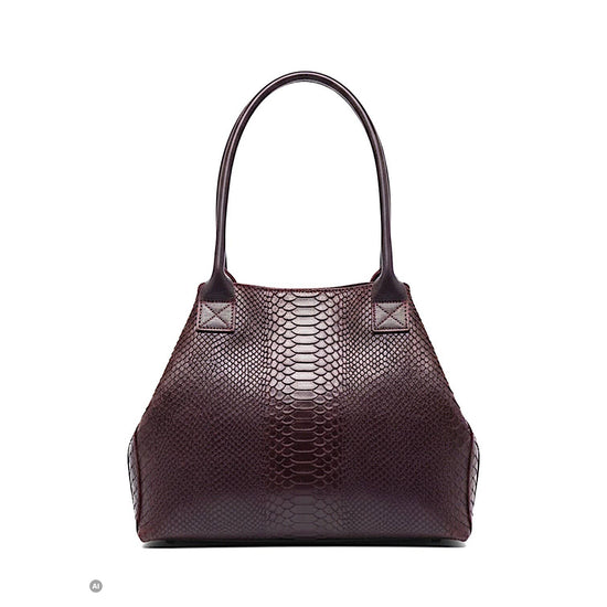 LOLA – Tasche aus italienischem Leder mit Python-Prägung – Burgunder
