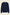 Dark navy cashmere jumper laid flat in front view, with long sleeves and a crew neck.