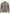 Cut-out men's merino wool pullover in taupe with stand-up collar and short zip, seen from the front.