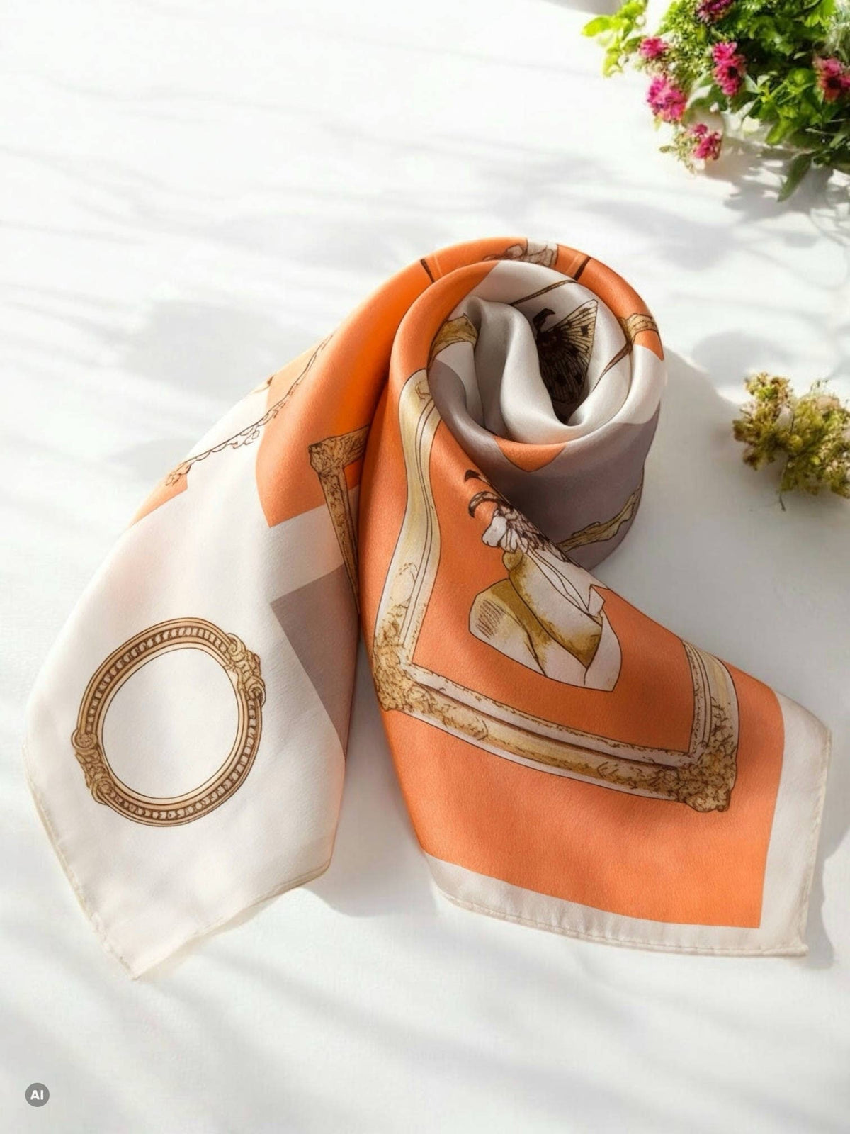 Seidenschal 53 x 53 cm FL27: Orange / Seide