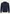 Men's merino wool cardigan in dark blue, shown frontally and isolated with zip fastening.