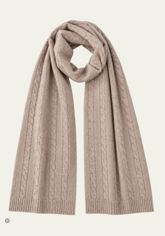 Strickschal aus Merinowolle & Kaschmir Beige