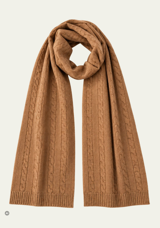 Strickschal aus Merinowolle & Kaschmir Camel