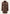 Brown women’s trench coat in lamb nappa leather, front view with tie belt and lapel collar.